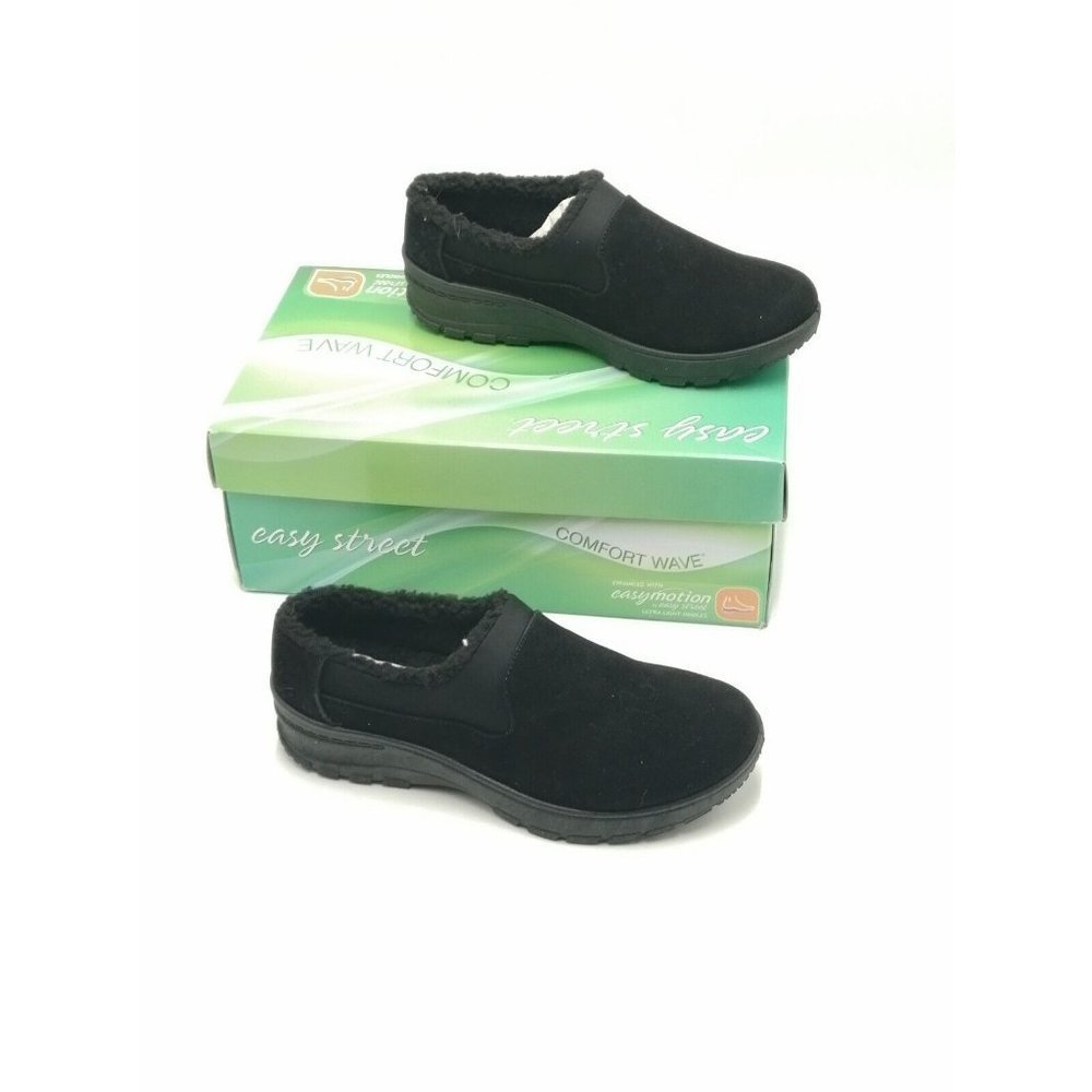 Easy Street Duluth Faux Fur Comfort Mules Black Slip On Shoes Women’s 7.5M New